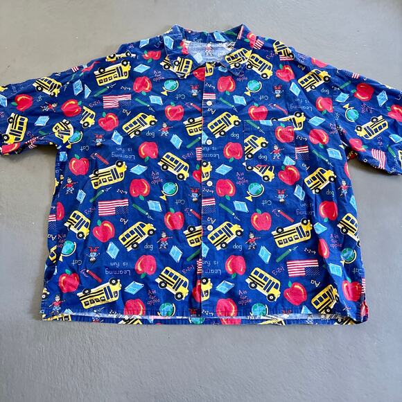 Vintage Handmade School Teacher Button Down Short Sleeve Top 4X - Picture 1 of 9